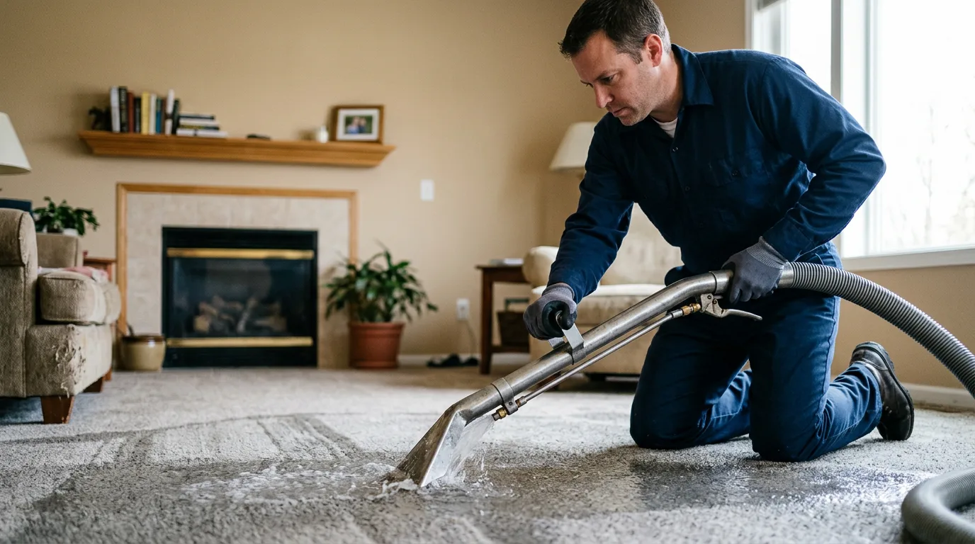 Water damage restoration technician working near Kissimmee, FL